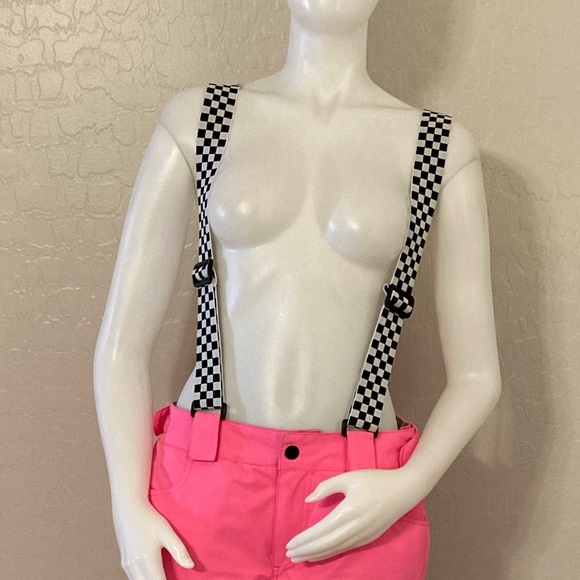 Women's SMN Highland Bib Ski Pants Neon Pink - Picture 8 of 16